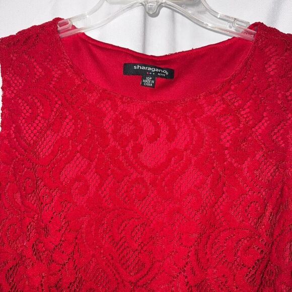 Red Lace A-Line / Skater Dress (Size 10 Petite) - Perfect Valentine’s Day Dress! - Picture 6 of 10